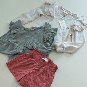 Bundle Spring Girls 7 Mia Joy Joyfolie 2 Top One Short, Cream NWT